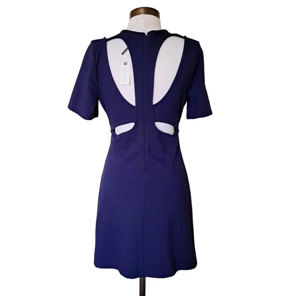 NWT Anthropologie Ponte Cut-Out Mini Dress Size Medium Navy Blue - Picture 4 of 12